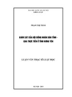 giám sát của hội đồng nhân dân tỉnh qua thực tiễn của tỉnh hưng yên 