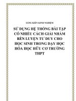 skkn sử dụng hệ thống bài tập có nhiều cách giải nhằm rèn luyện tư duy cho học sinh trong dạy học hóa học hữu cơ trường THPT