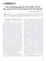 Ảnh hưởng tăng giá các yếu tố đầu vào tới hiệu quả kinh tế của hộ trồng chè ở thái nguyên 