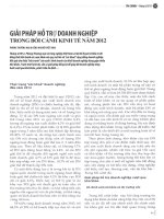 Giải pháp hỗ trợ doanh nghiệp trong bối cảnh kinh tế năm 2012 