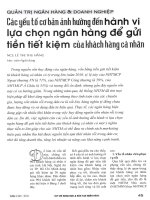 Các yếu tố cơ bản ảnh hưởng đến hành vi lựa chọn ngân hàng để gửi tiền tiết kiệm của khách hàng cá nhân 