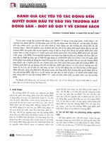 Đánh giá các yếu tố tác động đến quyết định đầu tư vào thị trường bất động sản   một số gợi ý về chính sách 