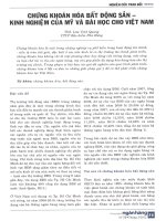 Chứng khoán hóa bất động sản   kinh nghiệm của mỹ và bài học cho việt nam 