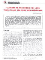Các nhân tố ảnh hưởng đến lòng trung thành của nhân viên ngân hàng 