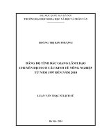 Đảng bộ tỉnh bắc giang lãnh đạo chuyển dịch cơ cấu kinh tế nông nghiệp từ năm 1997 2010 