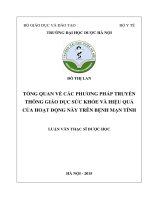 Tổng quan về các phương pháp truyền thông giáo dục sức khỏe và hiệu quả của hoạt động này trên bệnh mạn tính