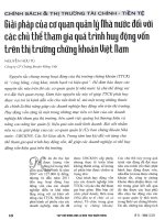 Giải pháp của cơ quan quản lý nhà nước đối với các chủ thể tham gia quá trình huy động vốn trên thị trường chứng khoán việt nam 