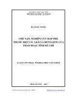 Chế tạo, nghiên cứu hấp phụ thuốc diệt cỏ 2,4  D và Bentazon của than hoạt tính bã chè