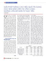 Giải pháp nâng cao hiệu quả tín dụng học sinh sinh viên tại vĩnh long   những vấn đề nhìn từ thực tiễn 