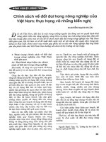 Chính sách về đất đai trong nông nghiệp của việt nam thực trạng và những kiến nghị 