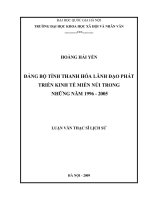 Đảng bộ tỉnh thanh hóa lãnh đạo phát triển kinh tế miền núi từ  1996 2005 