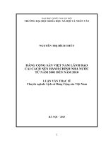 đảng cộng sản việt nam lãnh đạo cải cách nền hành chính nhà nước nam 2001 den nam 2010  