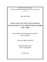 đảng cộng sản việt nam lãnh đạo chuyển dịch cơ cấu kinh tế nông nghiệp 1996 2006  