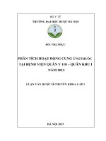 Phân tích hoạt động cung ứng thuốc tại bệnh viện  y 110  năm 2013