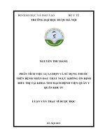 Phân tích việc lựa chọn và sử dụng thuốc trên bệnh nhân đau thắt ngực không ổn định điều trị tại khoa tim mạch bệnh viện quân y quân khu IV