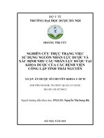 Nghiên cứu thực trạng việc sử dụng nguồn nhân lực dược và xác định nhu cầu nhân lực dược tại khoa dược của các bệnh viện công lập tỉnh thái nguyên