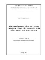 chủ trương của đảng bộ tỉnh vĩnh phúc lãnh đạo thành phần kinh tế hợp tác trong sản xuất nông nghiệp gia đoạn 1997 2010 