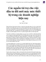 Các nguồn tài trợ cho việc đầu tư đổi mới máy móc thiết bị trong các doanh nghiệp hiện nay 