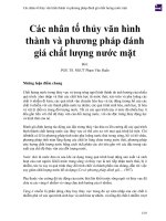 Các nhân tố thủy văn hình thành và phương pháp đánh giá chất lượng nước mặt 