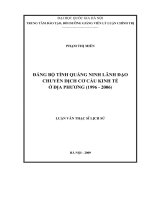 đảng bộ tỉnh quảng bình lãnh đạo chuyển dịch kinh tế ở địa phương 1996 2006 