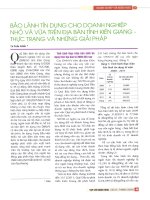 Bảo lãnh tín dụng cho doanh nghiệp nhỏ và vừa trên địa bàn tỉnh kiên giang   thực trạng và những giải pháp 