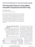 Tín dụng ngân hàng cho nông nghiệp, nông thôn vùng duyên hải miền trung 
