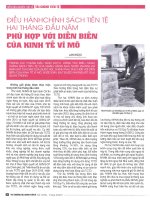 Điều hành chính sách tiền tệ hai tháng đầu năm phù hợp với diến biến của kinh tế vĩ mô 