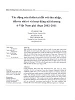 Tác động của thiên tai đối với thu nhập, đầu tư nhà ở và hoạt động nội thương ở việt nam giai đoạn 2002 2011 