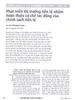 Phát triển thị trường tiền tệ nhằm hoàn thiện cơ chế tác động của chính sách tiền tệ 