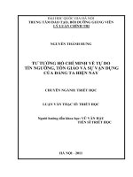 TƯ TƯỞNG hồ CHÍ MINH về tự DOTÍN NGƯỠNG, tôn GIÁO và sự vận DỤNG của ĐẢNG TA HIỆN NAY 