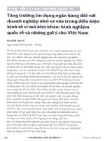 Tăng trưởng tín dụng ngân hàng đối với doanh nghiệp nhỏ và vừa trong điều kiện kinh tế vĩ mô khó khăn kinh nghiệm quốc tế và những gợi ý cho việt nam 