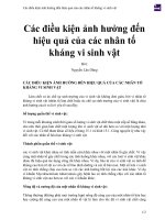 Các điều kiện ảnh hưởng đến hiệu quả của các nhân tố kháng vi sinh vật 