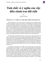 Tính chất và ý nghĩa của việc điều chỉnh trao đổi chất 