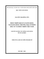 Phát triển dịch vụ ngân hàng tại ngân hàng thương mại cổ phần đầu tư và phát triển việt nam TOM TAT LUAN AN (TIENG VIET)
