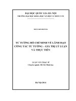 TƯ TƯỞNG HỒ CHÍ MINH VỀ LÃNH ĐẠO  CÔNG TÁC TƯ TƯỞNG – GIÁ TRỊ LÝ LUẬN VÀ THỰC TIỄN