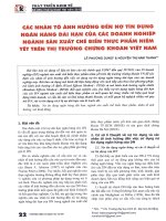 Các nhân tố ảnh hưởng đến nợ tín dụng ngân hàng dài hạn của các doanh nghiệp ngành sản xuất chế biến thực phẩm niêm yết trên thị trường chứng khoán việt nam 