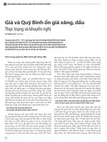 Giá và quỹ bình ổn giá xăng, dầu   thực trạng và khuyến nghị 