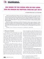 Các nhân tố tác động đến sự hài lòng của du khách dự festival hoa đà lạt 2012 