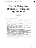 Các chủ đề thảo luận (discussion)   tiếng việt ngành kinh tế 