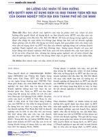 Đo lường các nhân tố ảnh hưởng đến quyết định sử dụng dịch vụ bao thanh toán nội địa của doanh nghiệp trên địa bàn thành phố hồ chí minh 