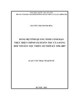 đảng bộ tỉnh quảng ninh lãnh đạo thực hiện chính sách dân tộc của đảng đối với dân tộc thiếu số trong thời kỳ 1996 2007 