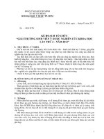 KẾ HOẠCH TỔ CHỨC GIẢI THƯỞNG SINH VIÊN Y DƯỢC NGHIÊN CỨU KHOA HỌC LẦN THỨ 2-2013