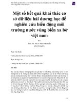 Một số kết quả khai thác cơ sở dữ liệu hải dương học để nghiên cứu biến động môi trường nước vùng biển xa bờ việt nam 