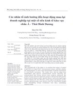Các nhân tố ảnh hưởng đến hoạt động mua lại doanh nghiệp tại một số nền kinh tế khu vực châu á   thái bình dương 