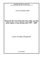 đảng bộ tỉnh hà nam lãnh đạo thực hiễn xóa đói giảm nghèo từ nam 1997 2005  