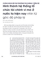 Hình thành hệ thống tổ chức tài chính vi mô ở nước ta hiện nay nhìn từ góc độ pháp lý 