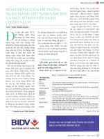 Hoạt động của hệ thống ngân hàng việt nam năm 2013 và một số khuyến nghị chính sách 