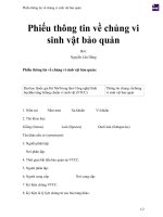 Phiếu thông tin về chủng vi sinh vật bảo quản 