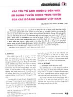 Các yếu tố ảnh hưởng đến việc sử dụng tuyển dụng trực tuyến của các doanh nghiệp việt nam 