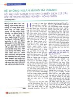 Hệ thống ngân hàng hà giang tiếp tục đẩy mạnh cho vay chuyển dịch cơ cấu kinh tế trong nông nghiệp   nông thôn 